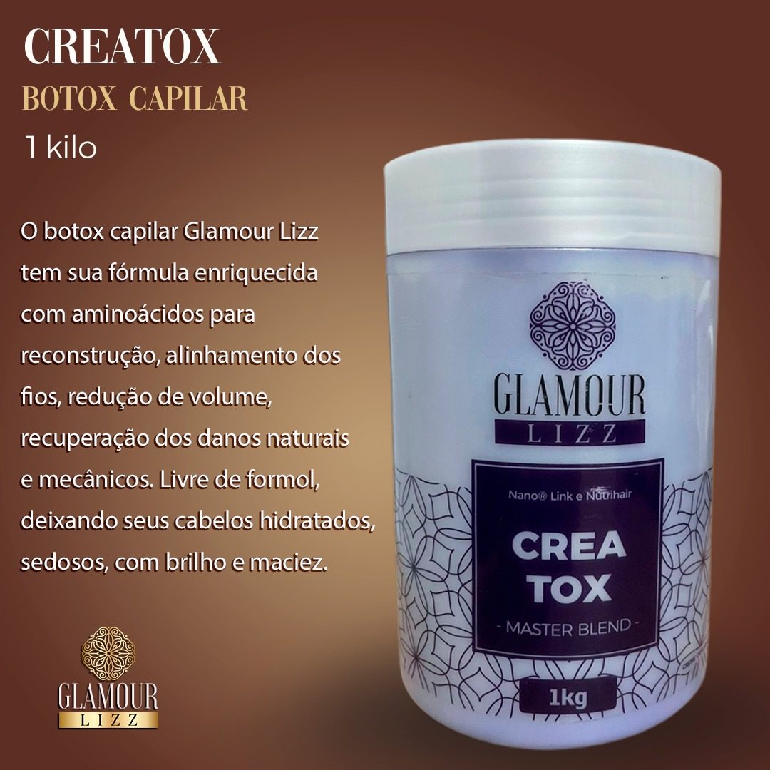 Creatox — botox capilar Glamour Lizz, pote de 1kg